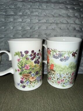 Dunoon Fine Bone China. Made in England. Floral Botanical Mug - Garden Print